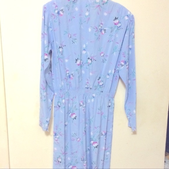3/$30 VINTAGE 80S MIDI FLORAL DRESS COLLAR LONG SLEEVE MADE IN SHANGHAI SZ XS-S - Picture 7 of 14